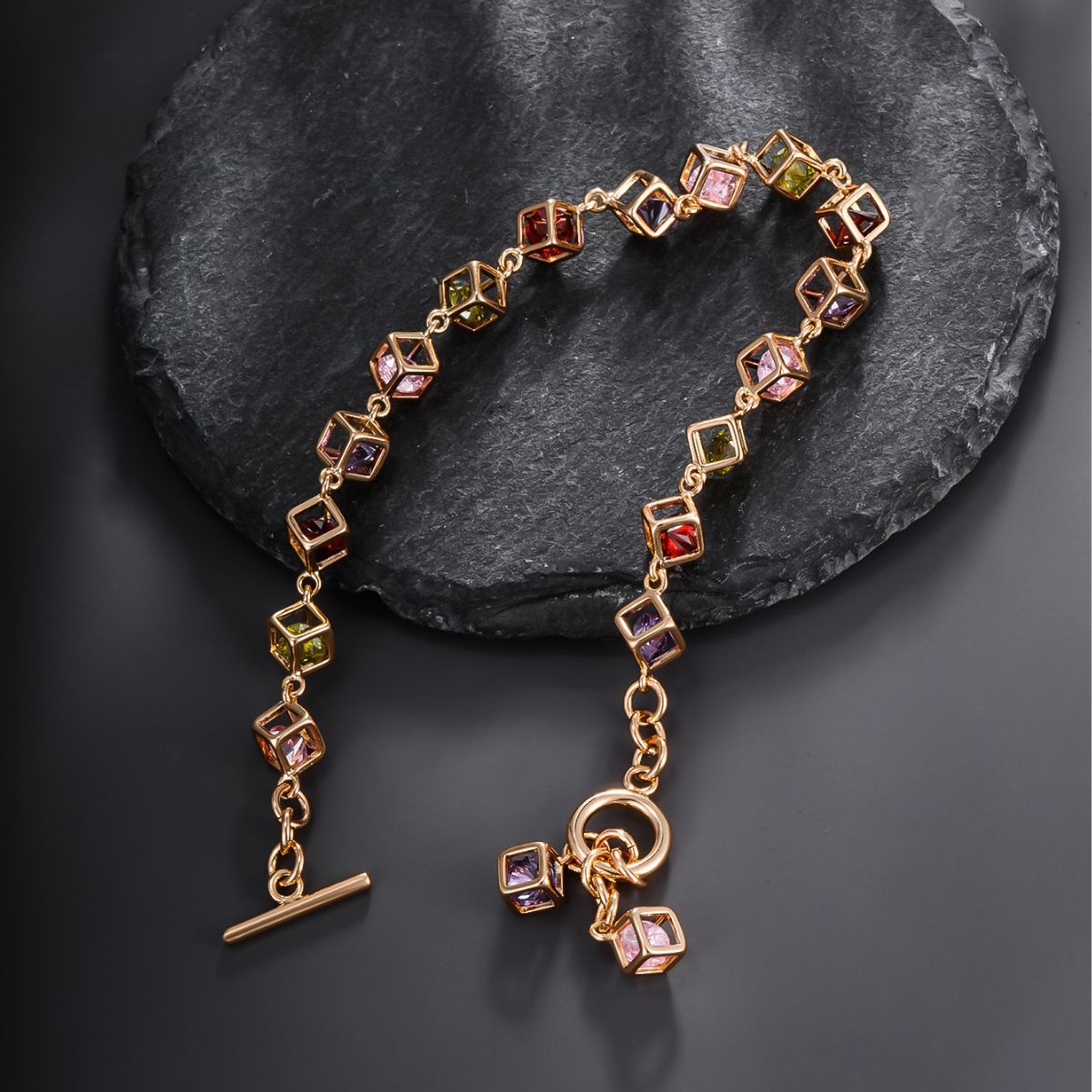 Light Luxury Fashion Colorful Man-made Gemstone Bracelet