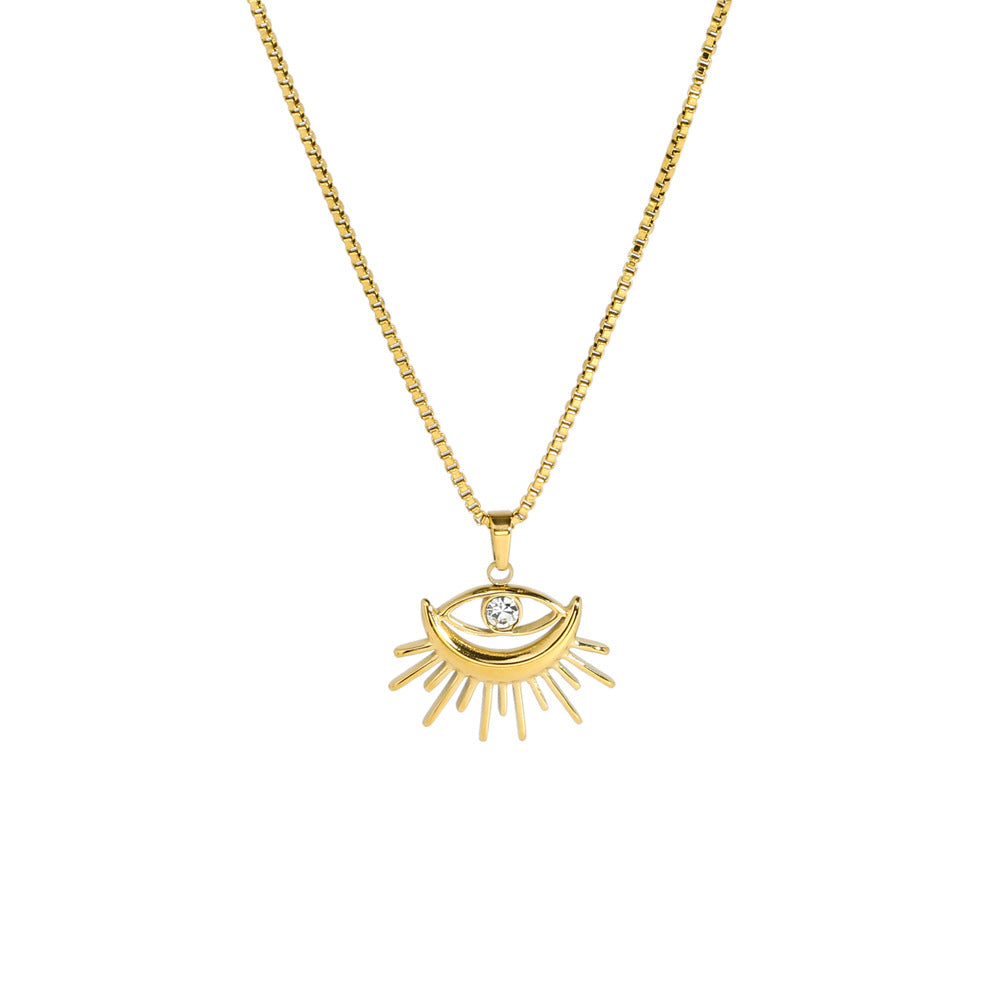 Golden Hollow Evil Eye Pendant Necklace
