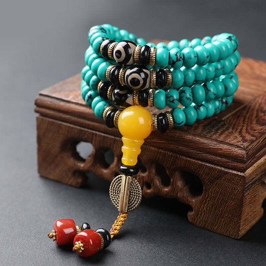 Natural Turquoise Three-eyed beads Purification Necklace Bracelet