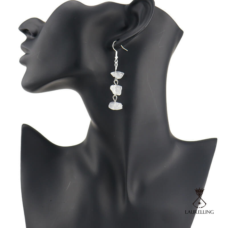 Crystal Curved Needle Drop Earrings