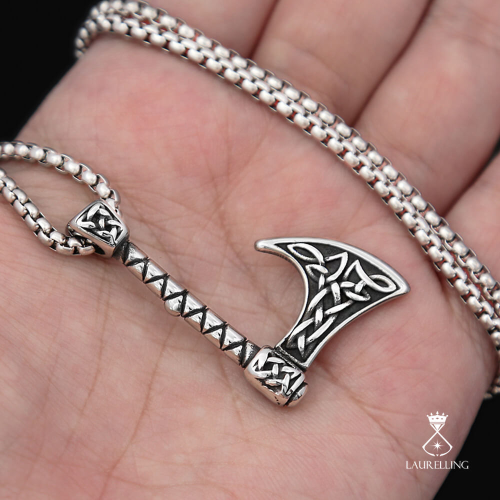 Stainless Steel Axe Pendant Viking Necklace