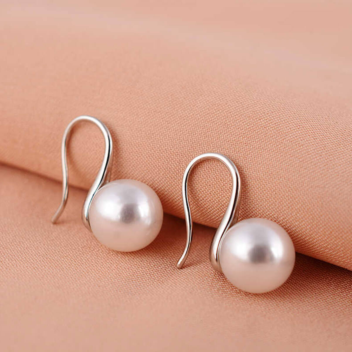 White Gold Minimalism Organic Pearl Dangle Earrings