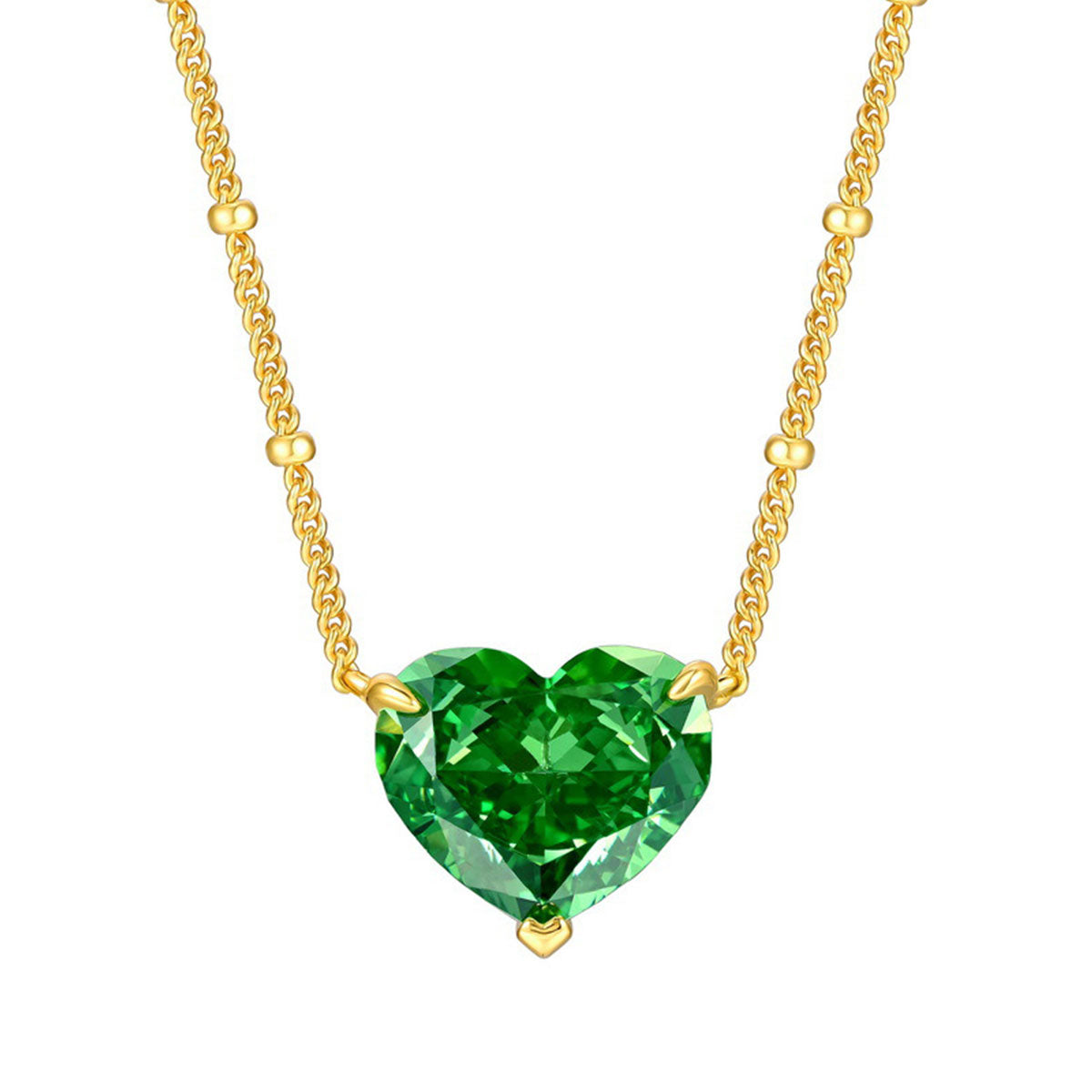 Crushed-ice Heart Emerald Gem Golden Chains for Women