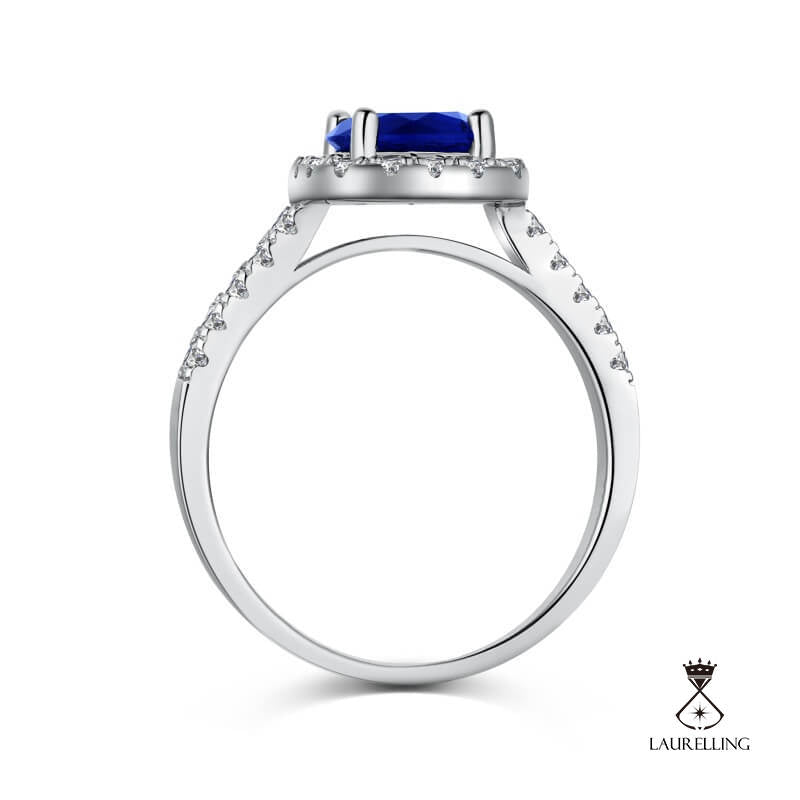 S925 Pure Silver Blue Round Zircon Ring