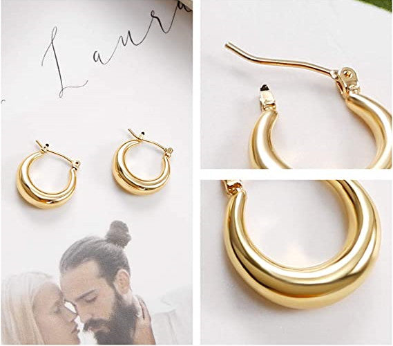 Gold Chunky Hoop Earrings for Women