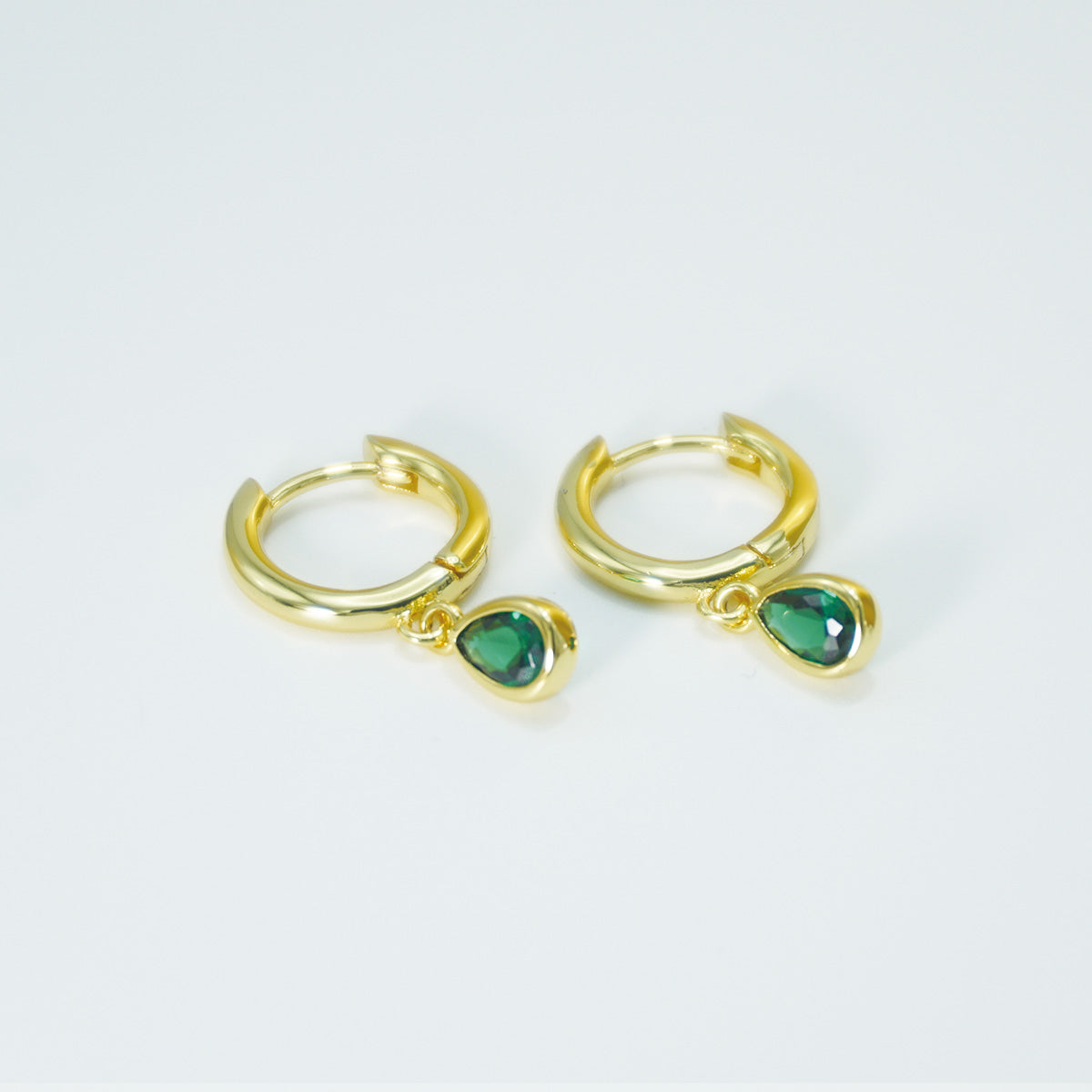 Green Stone Gold Dangle Earrings