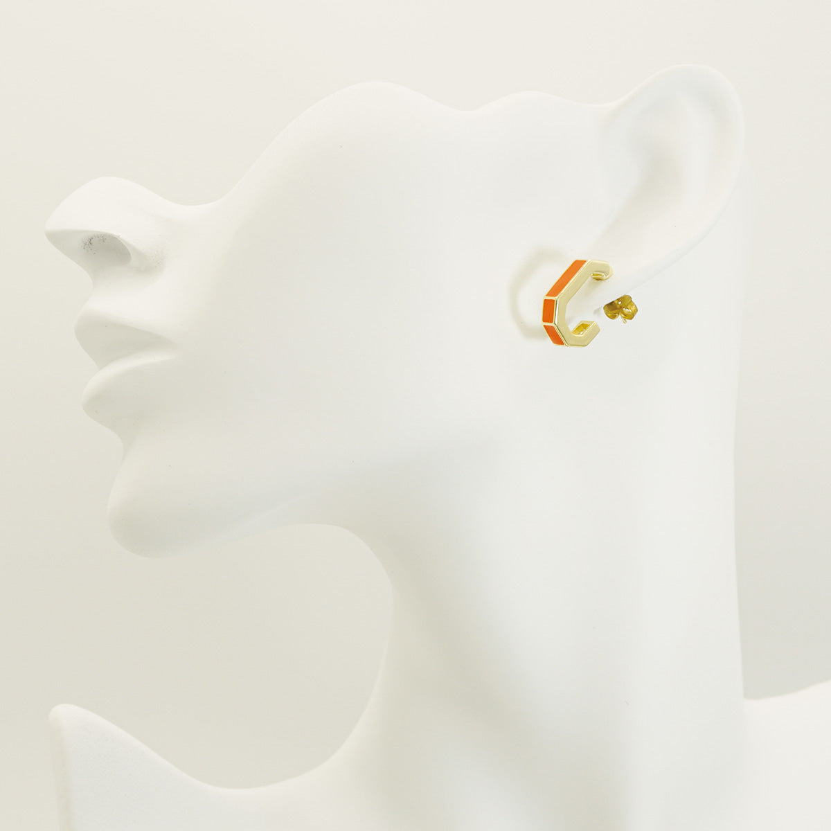 Orange J Letter Style Gold Stud Earrings for Women
