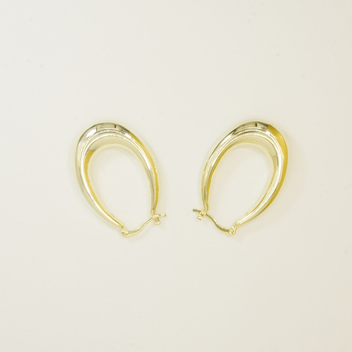 Oval Chunky Big Gold Hoop Earrings