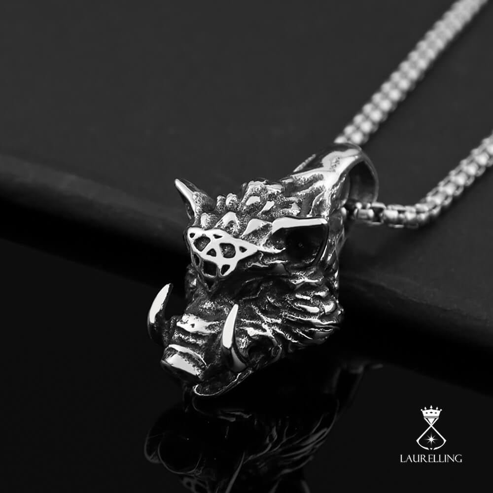 Stainless Steel Wild Boar Pendant Necklace
