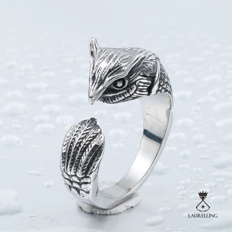 Vintage Owl Open Stainless Steel Ring