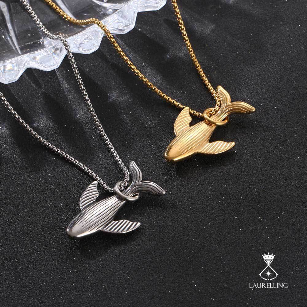Stainless Steel Gold Silver Whale Pendant Necklace