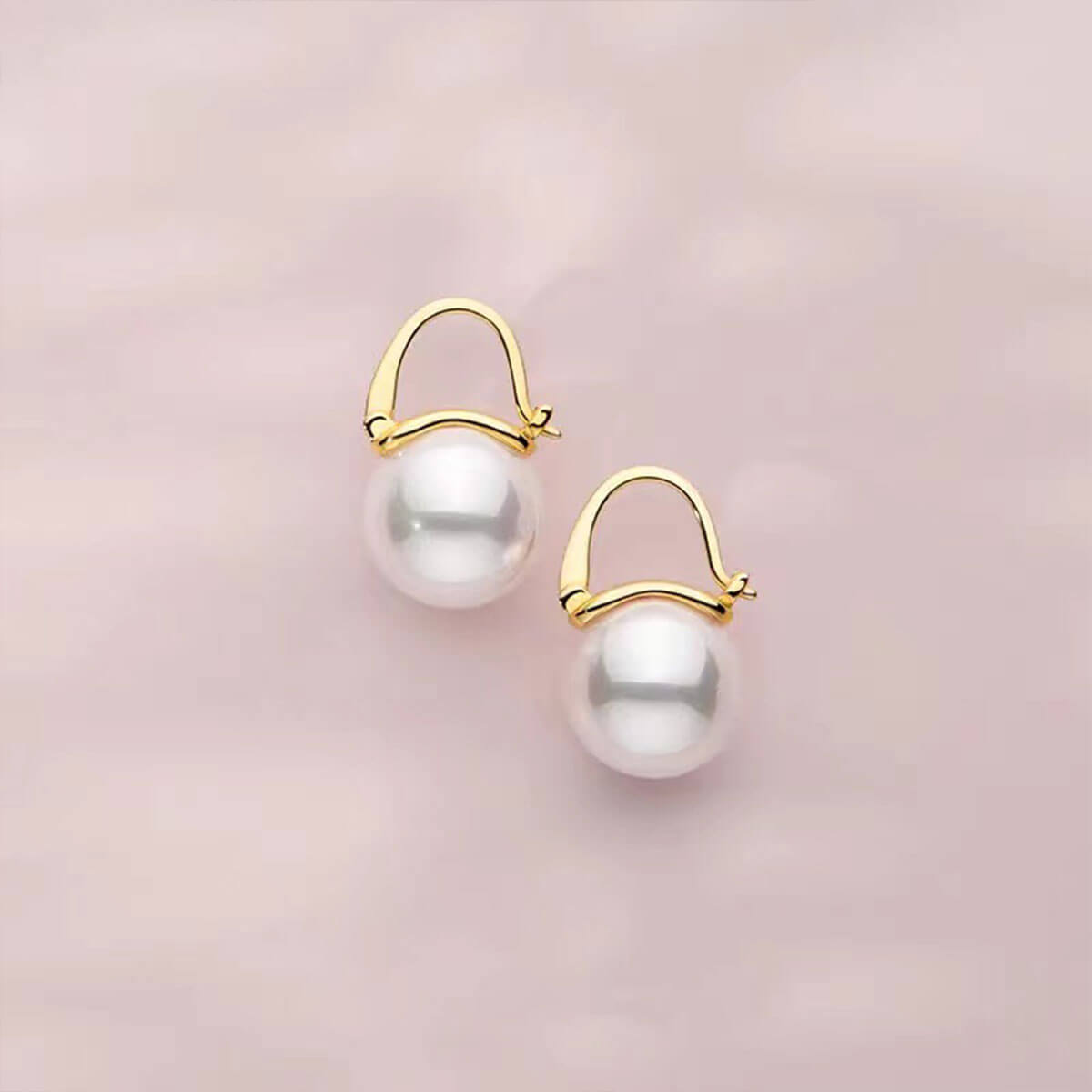 Golden Organic Pearl Dangle Hoop Earrings