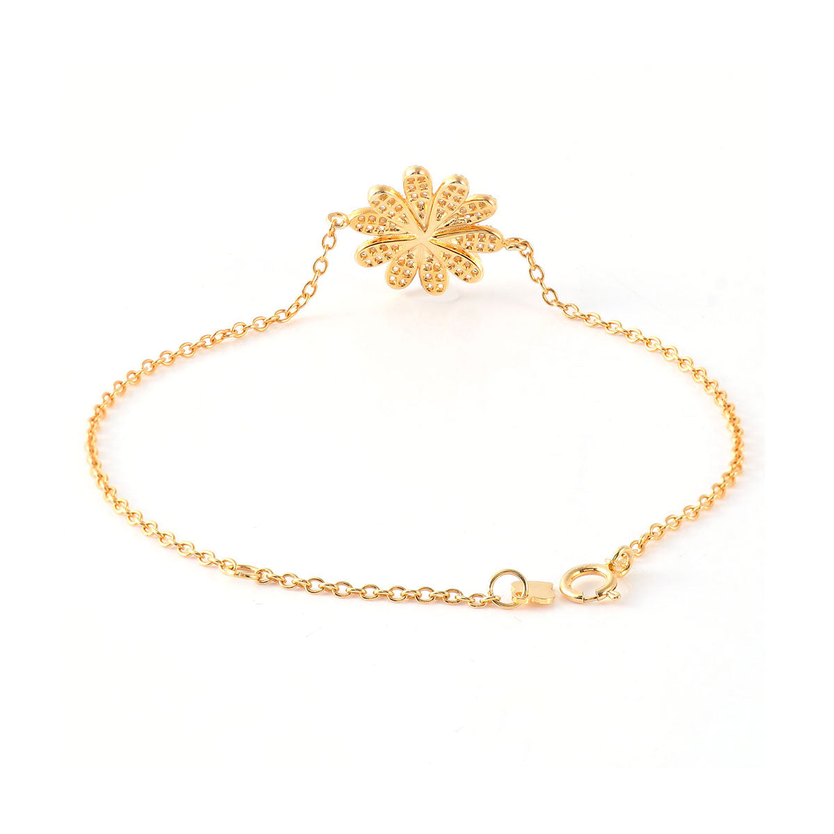 Gold Full Stones Emerald Gem Flower Shape Bracelet