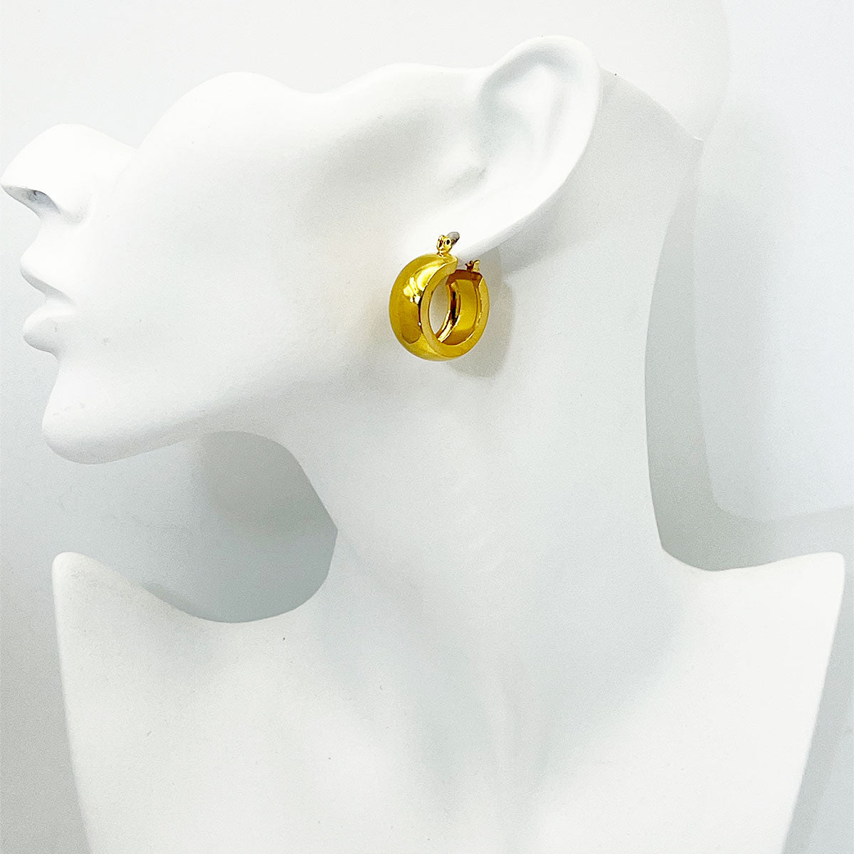 Golden Flat Chunky Hoop Earrings