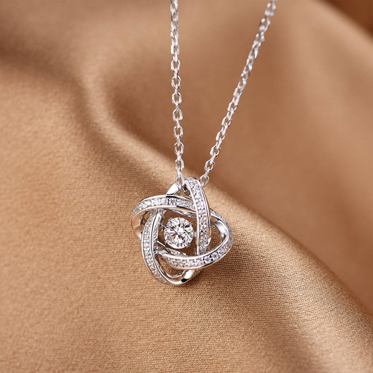 White Gold Eternal Hollow Halo Beating Pendants Chains