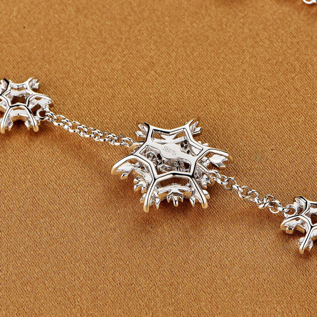 White Gold Snowflake Shape Adjustable Beating Charm Bracelet