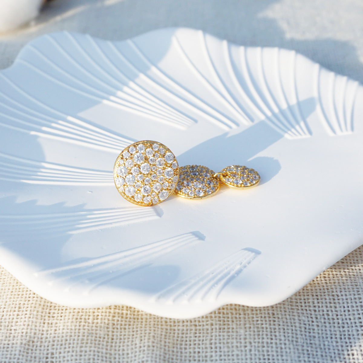 White Druzy Gold Drop Earrings for Women