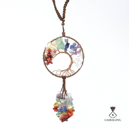 Crystal Gravel Life Tree Fringe Pendant