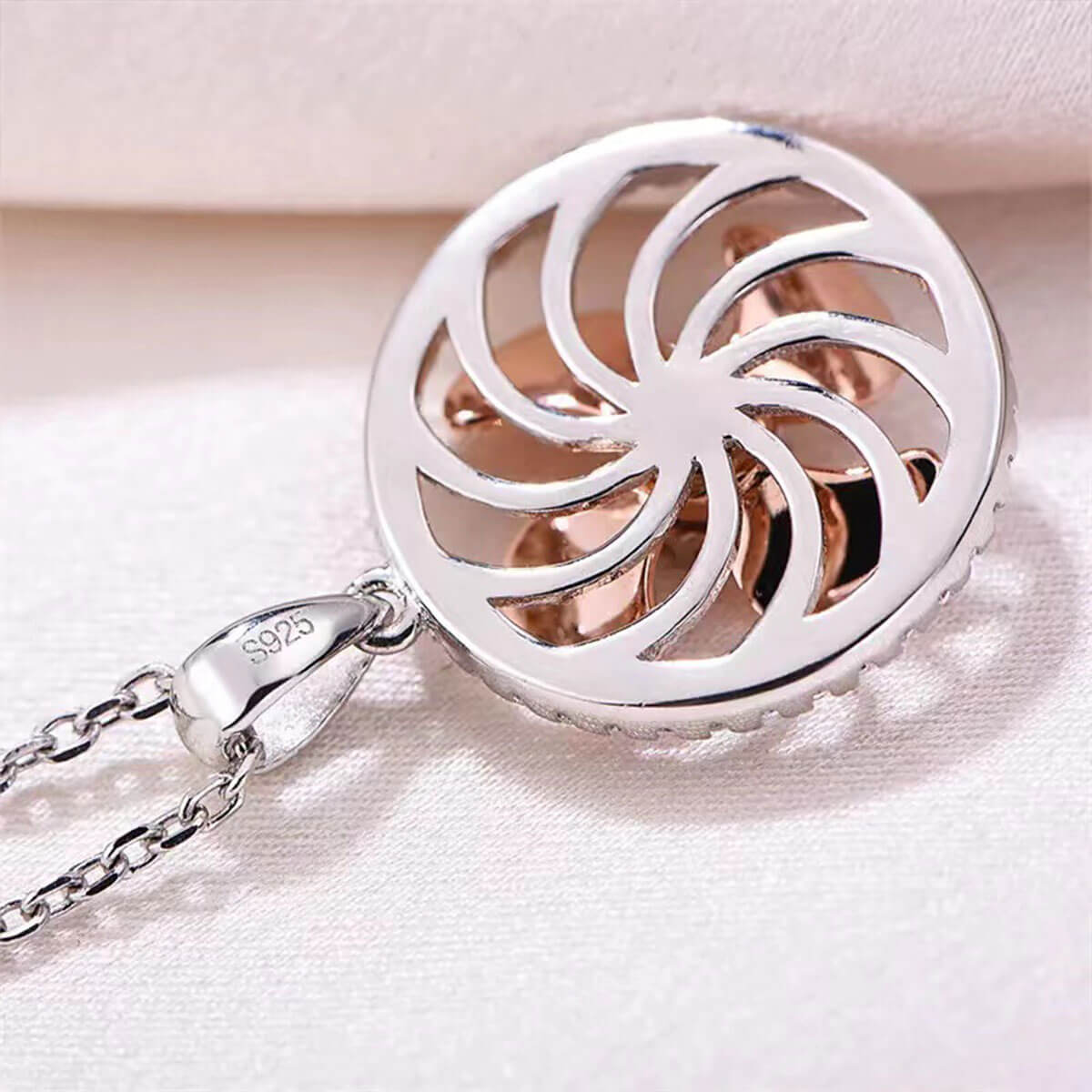 White & Rose Gold Fan Shape Pendants Chains