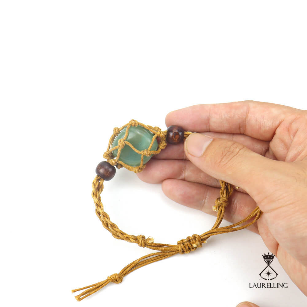 Woven Brown Rope Stone Net Bracelet