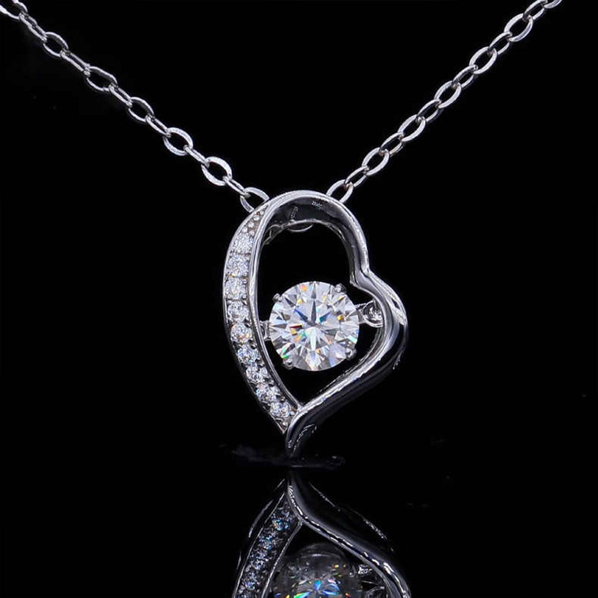 White Gold Hollow Heart Shape Beating Shinny Pendants Chains