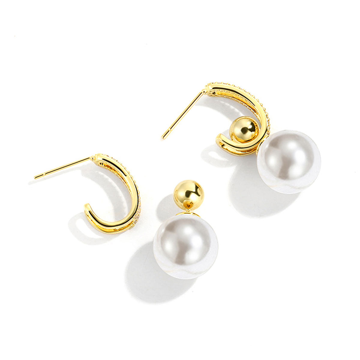 Gold Organic Pearl Detachable Drop Earrings