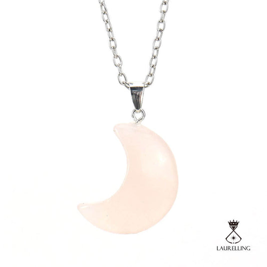 Simple Crescent Moon Crystal Pendant Necklace